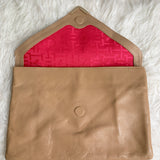 Elaine Turner Taupe Leather Clutch NWT