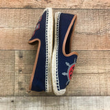 Tory Burch Navy Blue Maritime Mismatched Espadrille Flats- Size 10 (Like New!)