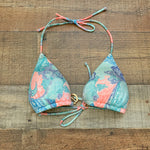 Victoria's Secret Blue/Coral Patterned Swim Top- Size S (We Have Matching Bottom!)