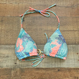 Victoria's Secret Blue/Coral Patterned Swim Top- Size S (We Have Matching Bottom!)