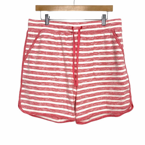 T by Talbots Pink and White Striped Drawstring Shorts- Size L