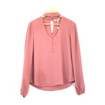 WAYF Mauve Mock Neck Long Sleeve Blouse with Buttons NWT- Size XS
