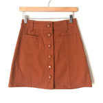 Very J Camel Button Up Front with Pockets Skirt NWT- Size S
