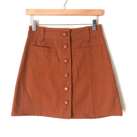 Very J Camel Button Up Front with Pockets Skirt NWT- Size S