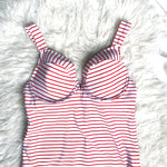 Fig Leaves Red and White Striped Padded One Piece- Size 38D