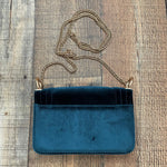 Urban Expressions Teal Velvet Gold Chain Handbag