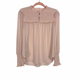 Loft Light Pink Smocked/Ruffle Chest Top- Size XS