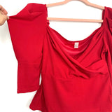 No Brand Red Puff Sleeve Top- Size XL