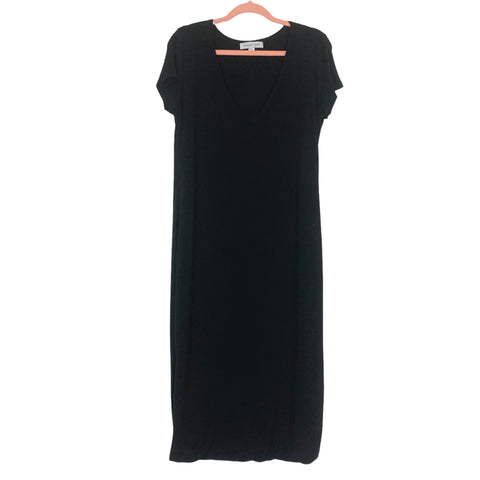 Amour Vert Black V-Neck Side Slits Dress- Size L