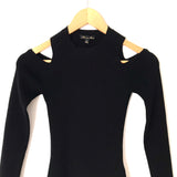 Minnie Rose Black Ribbed Cold Shoulder Sweater- Size S