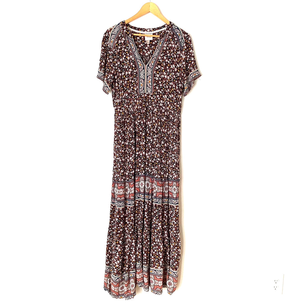 Knox Rose Floral Mixed Print Short Sleeve Maxi Dress- Size L The Saved Collection Knox Rose Floral Mixed Print Short Sleeve Maxi Dress- Size L The Saved Collection