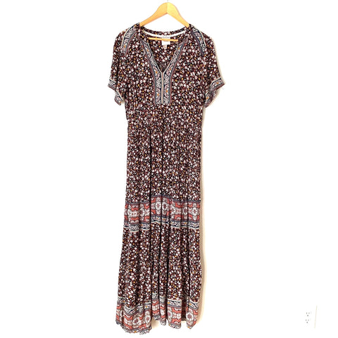 Knox Rose Floral Mixed Print Short Sleeve Maxi Dress- Size L – The Saved Collection