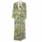 Kori America Floral Sheer Front Button Closure Open Front Cover Up NWT- Size S