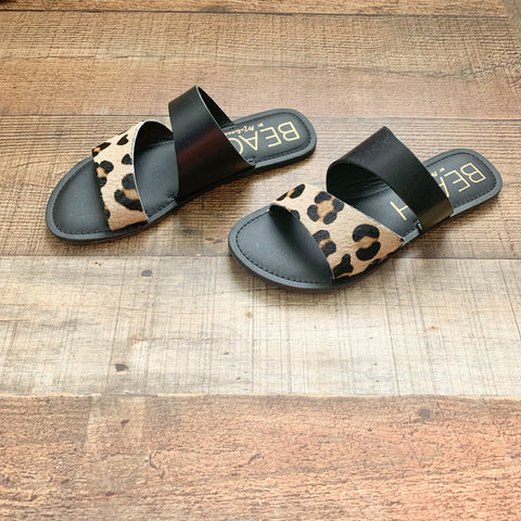 Beach By Matisse Upper Leather and Real Dyed Cow Fur Double Strap Sandals NWOT- Size 7