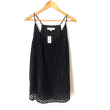 Loft Black Velvet Dots Razorback Top NWT- Size L