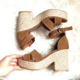 Mi.Mi Suede Brown Double Strap Platform Heels- Size 8.5 (LIKE NEW)