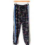 Willow & Clay Black Floral Print Side Stripe Jogger Pants NWT- Size XS (we have matching jacket)