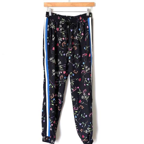 Willow & Clay Black Floral Print Side Stripe Jogger Pants NWT- Size XS (we have matching jacket)