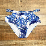 PatPat White Ruffle Off the Shoulder Padded Top and Blue Palm Print Bottom Bikini Set- Size M (sold as set, sold out online)