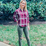 Abercrombie & Fitch Burgundy Plaid Button Up- Size S
