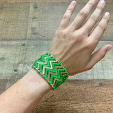 No Brand Green and Gold Chevron Bracelet NWT