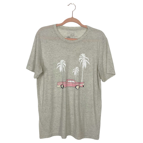 Stone+Rags Cream with Pink Car Tee- Size L