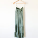 Aerie Green Strapless Tiered Dress NWT- Size XS