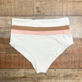 L*Space (no tag) Cream/Brown/Pink Bikini Bottoms- Size ~M (we have matching top, see notes)