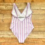 Kona Sol Purple/White Striped V-Neck Padded One Piece- Size XL (sold out online)