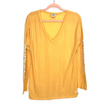 PINK Victoria's Secret Mustard Yellow PINK V-Neck Long Sleeve Shirt- Size XS