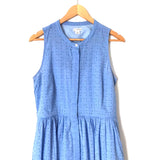 J Crew Factory Blue Eyelet Button Up Lined Dress- Size 6