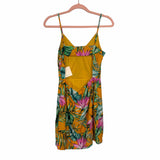 Superdown Mustard Yellow/Floral Print Open Back Dress NWT- Size S