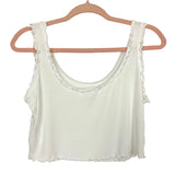 Carly Jean White Ribbed Ruffle Trim Cami- Size S