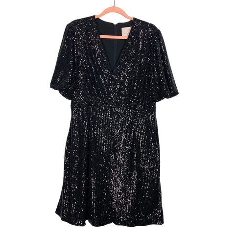 Gal Meets Glam Black Sequins Faux Button Dress NWT- Size 14 (sold out online)