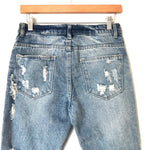 Vestique Light Wash Distressed Jeans with Raw Hem- Size S (Inseam 25")