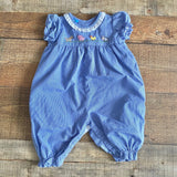 Anavini Blue Gingham Farm Animal Outfit- Size 3M
