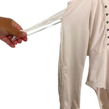 No Brand Light Pink Cold Shoulder with Mesh/Stud Detail and Fringe Sleeves Bodysuit- Size M