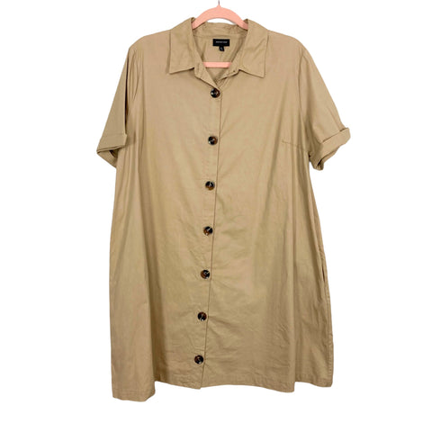 Who What Wear Khaki Button Down Dress- Size XL