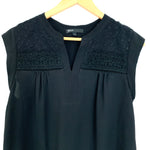 Gibson Black Cap Sleeve With Lace Blouse- Size XS