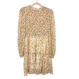 Petal + Pup Yellow/Peach Floral Tiered Ruffle with Smocked Bodice Dress- Size 4