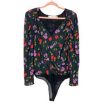 ASTR The Label Black Floral Faux Wrap Bodysuit- Size XL (sold out online)