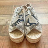 Marc Fisher Snakeskin Leather Sling Back Platform Sandals- Size 7 (see notes)