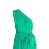 No Brand Green One Shoulder Belted Front Slit Dress- Size M