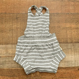 Monica + Andy Organic Cotton Grey and White Striped Romper- Size 0-3M