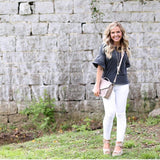 Allison Joy Washed Black Ruffle Tee- Size XS