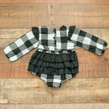 No Brand Buffalo Check Long Sleeve Romper- Size ~0-3M (see notes)