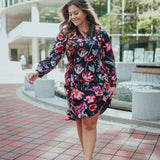 J Crew Black Floral V-Neck Neck Tie Dress NWT- Size 14