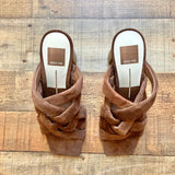 Dolce Vita Brown Suede Criss Cross Straps Block Heel Sandals- Size 7 (BRAND NEW CONDITION)