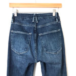Good American Good Waist Distressed Dark Wash Jeans- Size 0/25 (Inseam 26”)