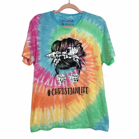 Love in Faith #Christianlife Tie-Dye Graphic Tee- Size S